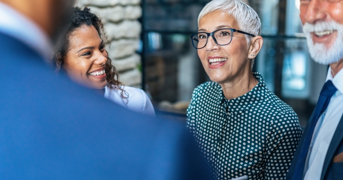Professionals talking in a group