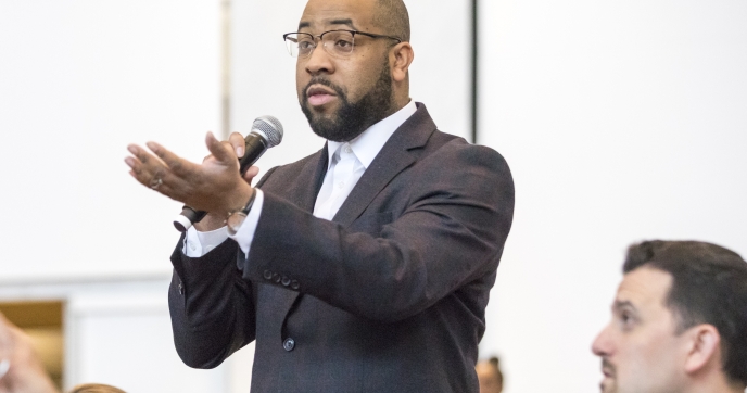 Man talking to group