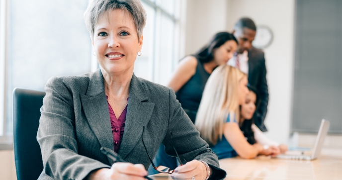 Professionals talking in a group