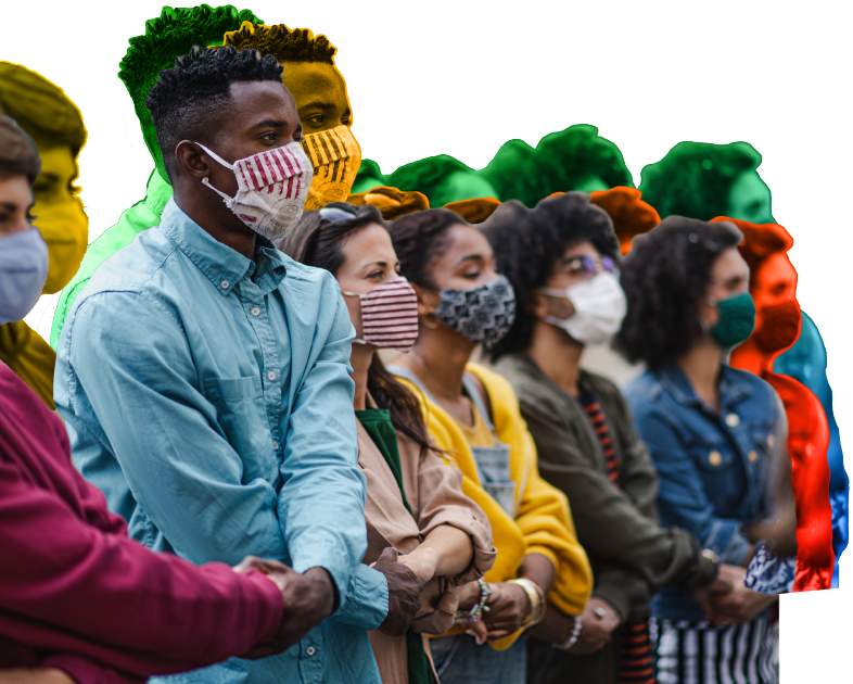 Group of protestors holding hands